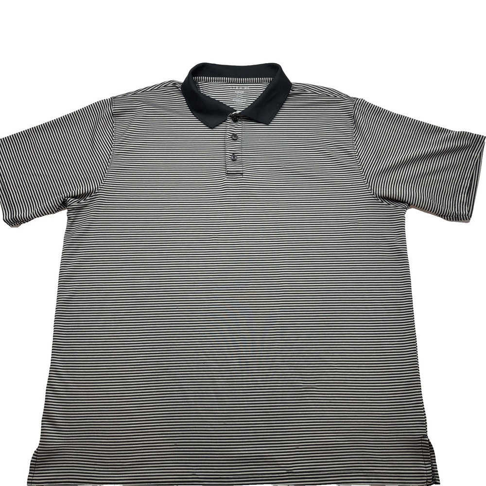Cool 18 Performance Haggar Golf Polo Mens X-Short Sleeve Shirt Black/Gray Stripe
